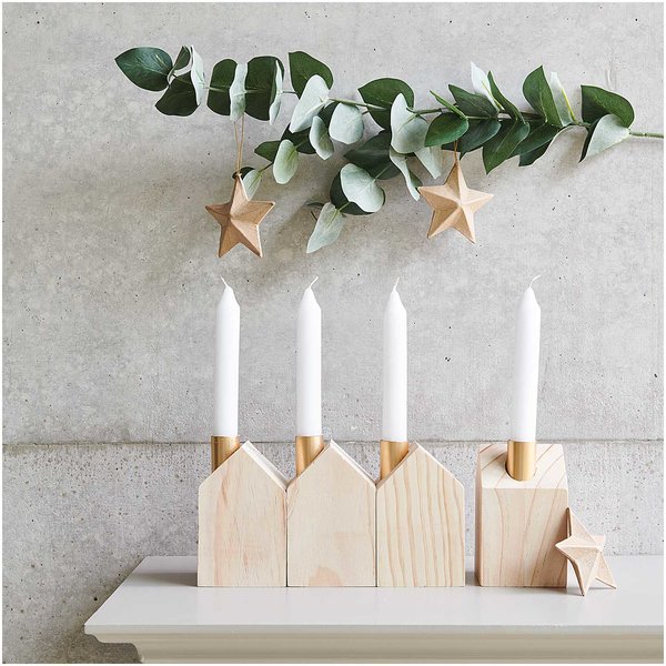 Kerzenhalter in Hausform 'natur'