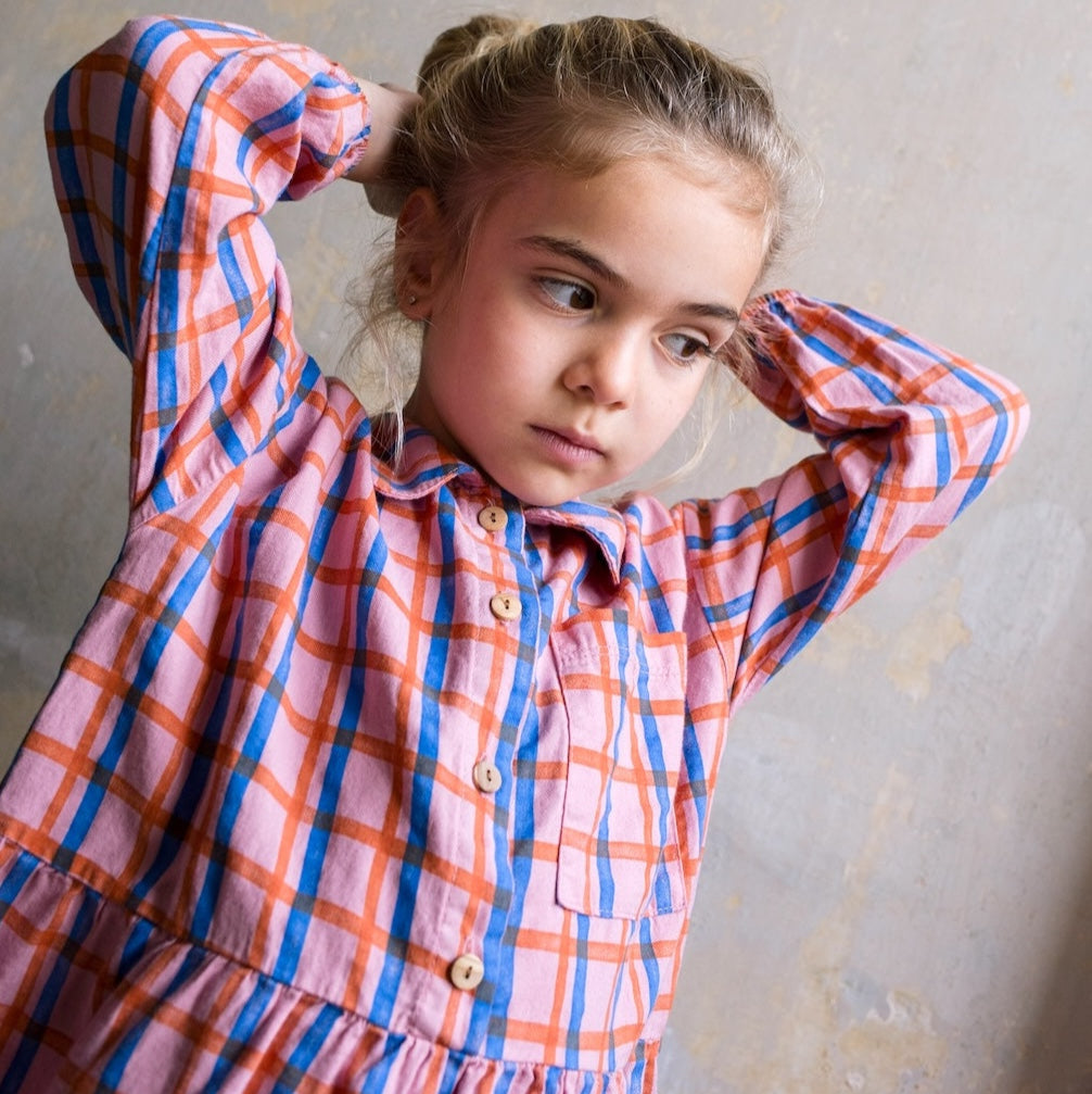 Lötiekids PLAID PIRNT ROSE WOVEN DRESS