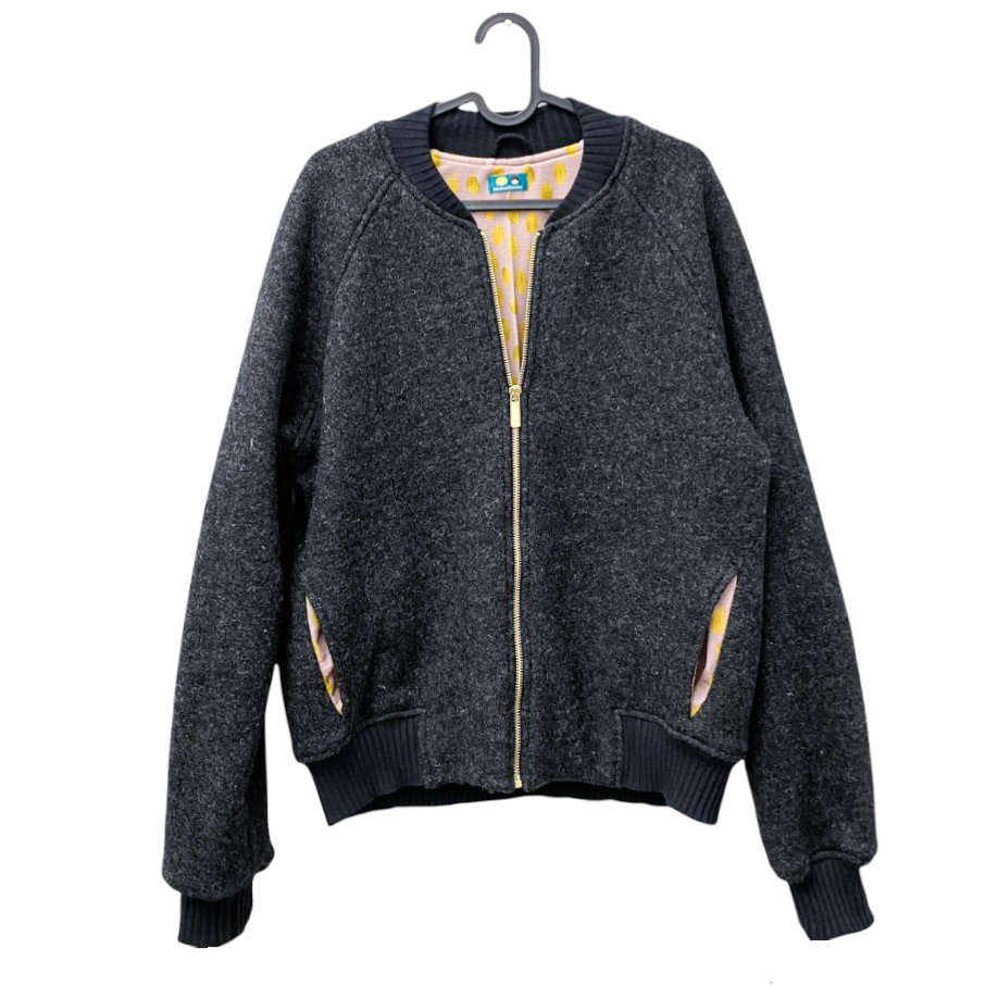 Bomberjacke Wollwalk anthrazit/Futter auf Wunsch