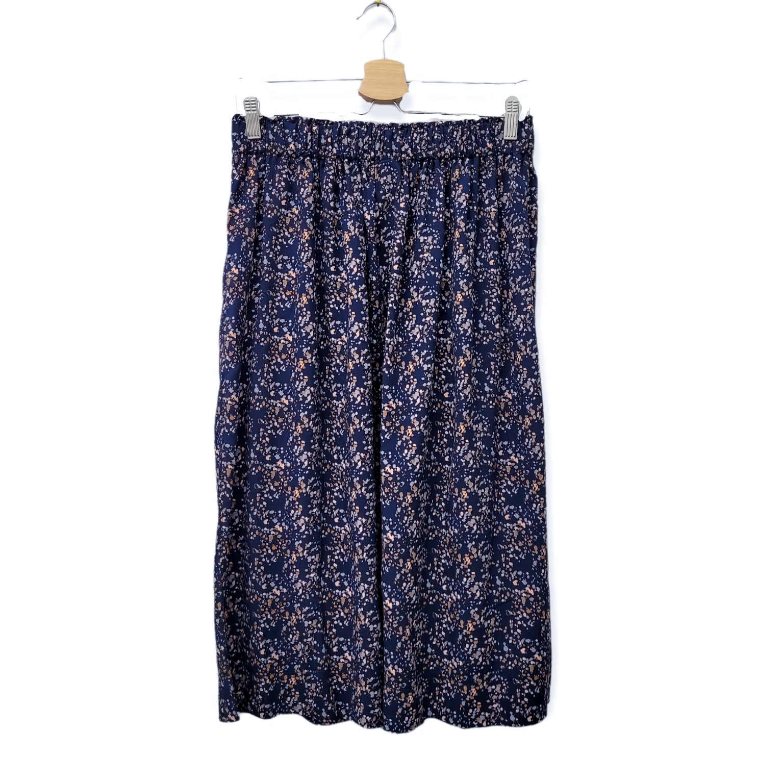 Viskoserock 'Sprenkel marine hellblau senf'