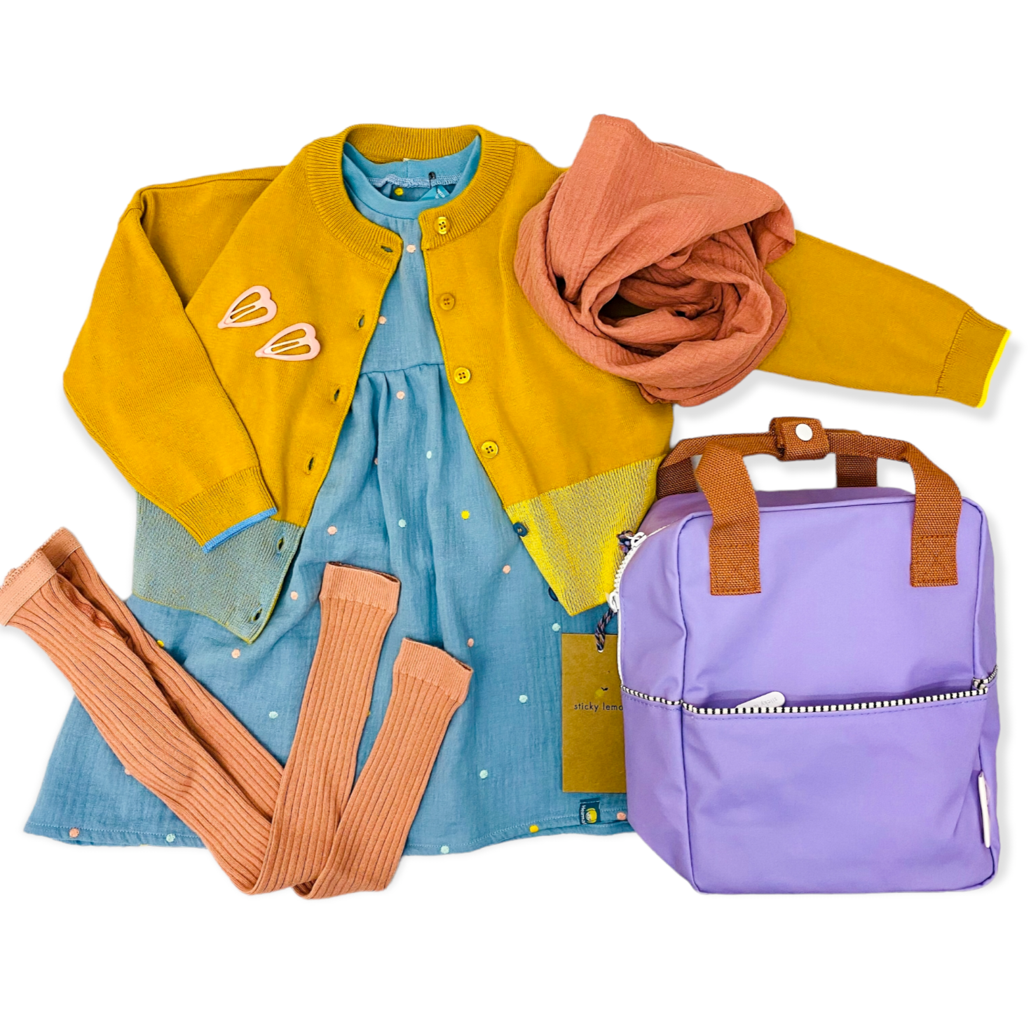 Musselinkleid türkis mit eingestickten Punkten