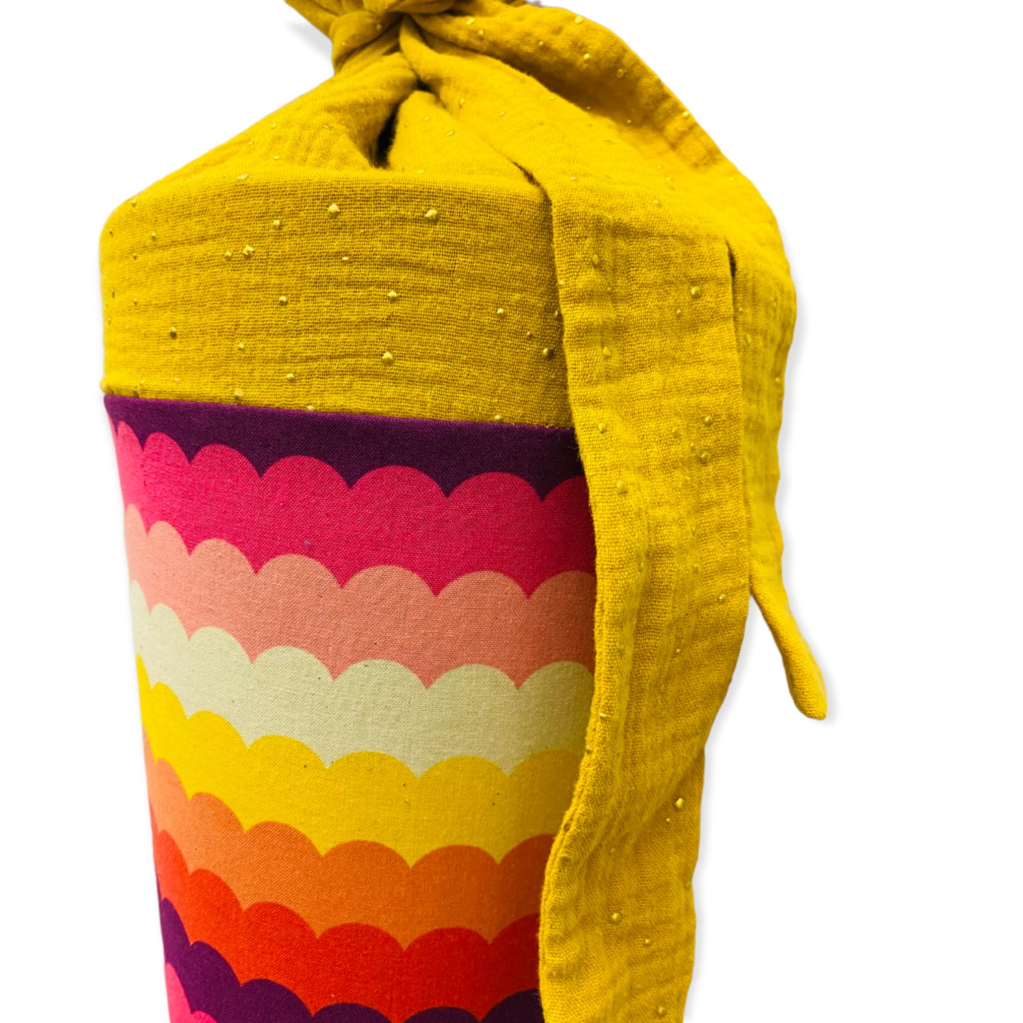 Schultüte 'bunte Wellen/senfgelb gold Musselin '