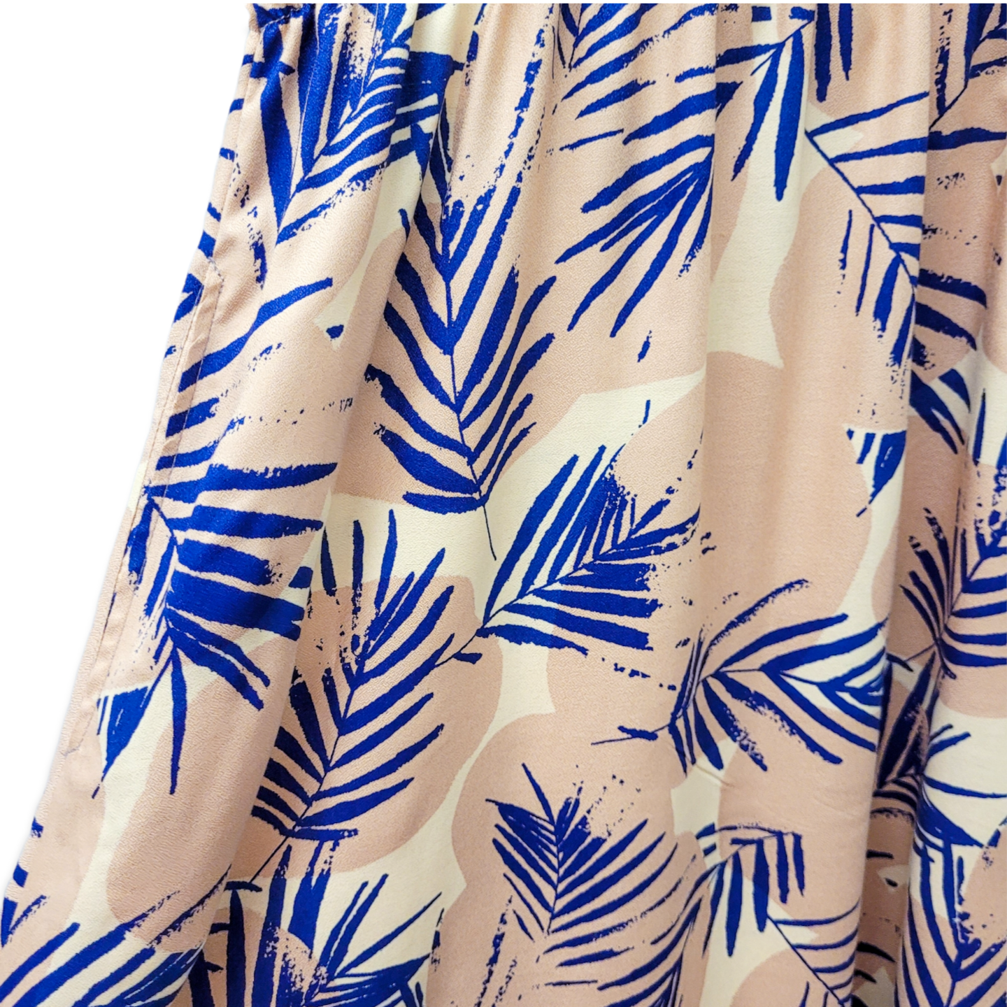 MidiKleid aus Viskosekrepp Palmen rosa knallblau