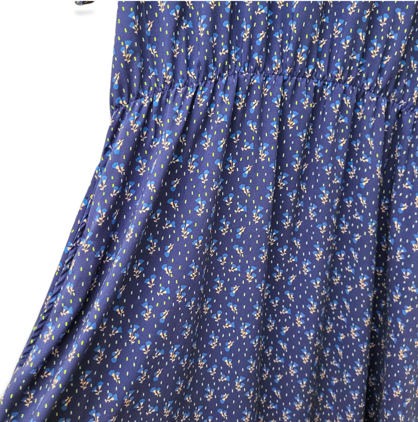 MidiKleid aus Viskose Blümchen blau
