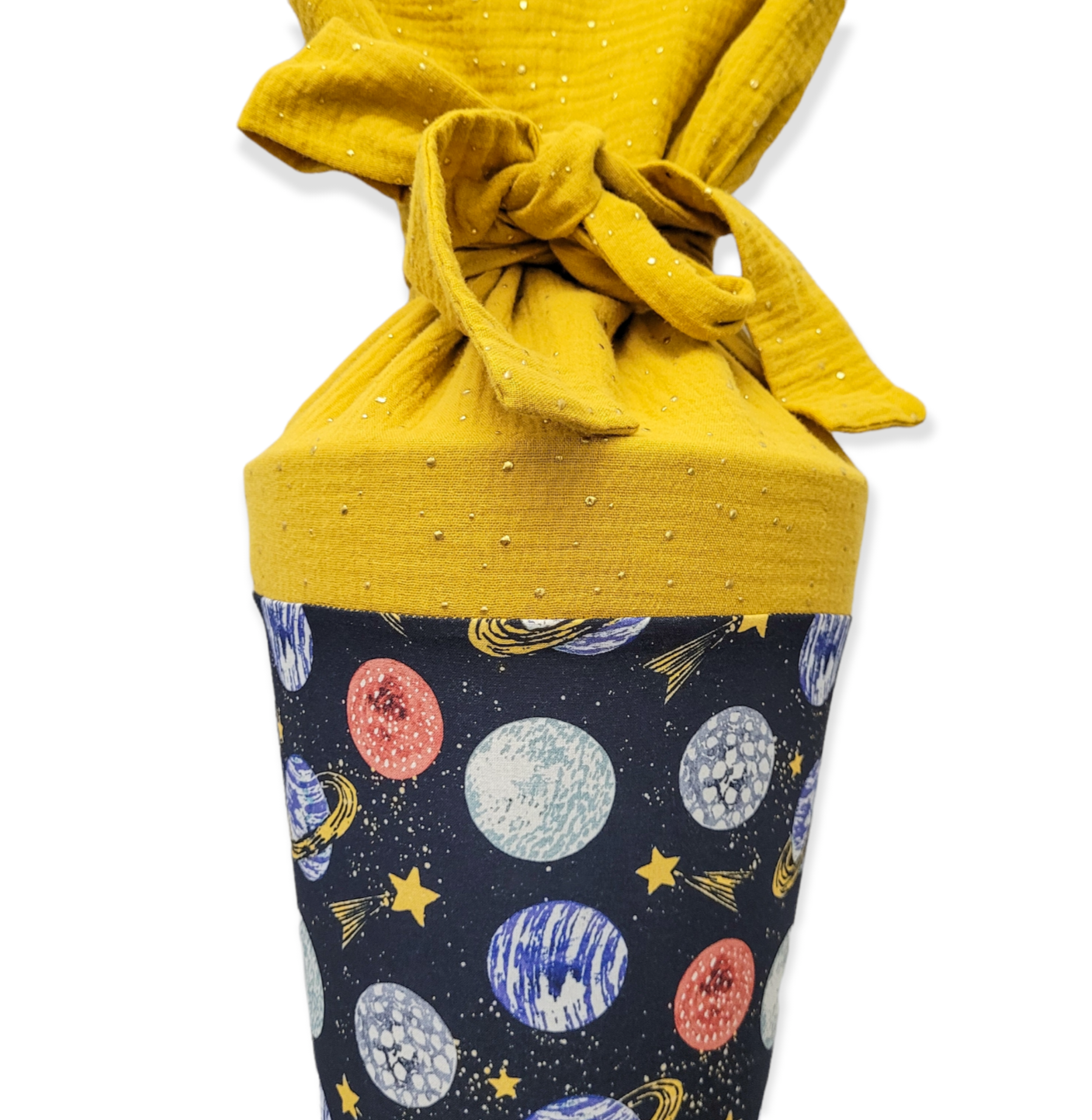Schultüte 'Planeten/senf gold Musselin'