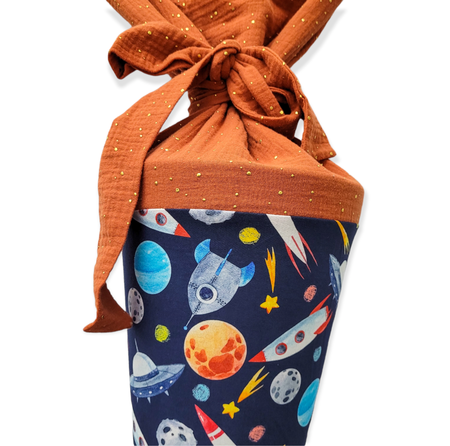 Schultüte 'Weltall/rost gold Musselin'