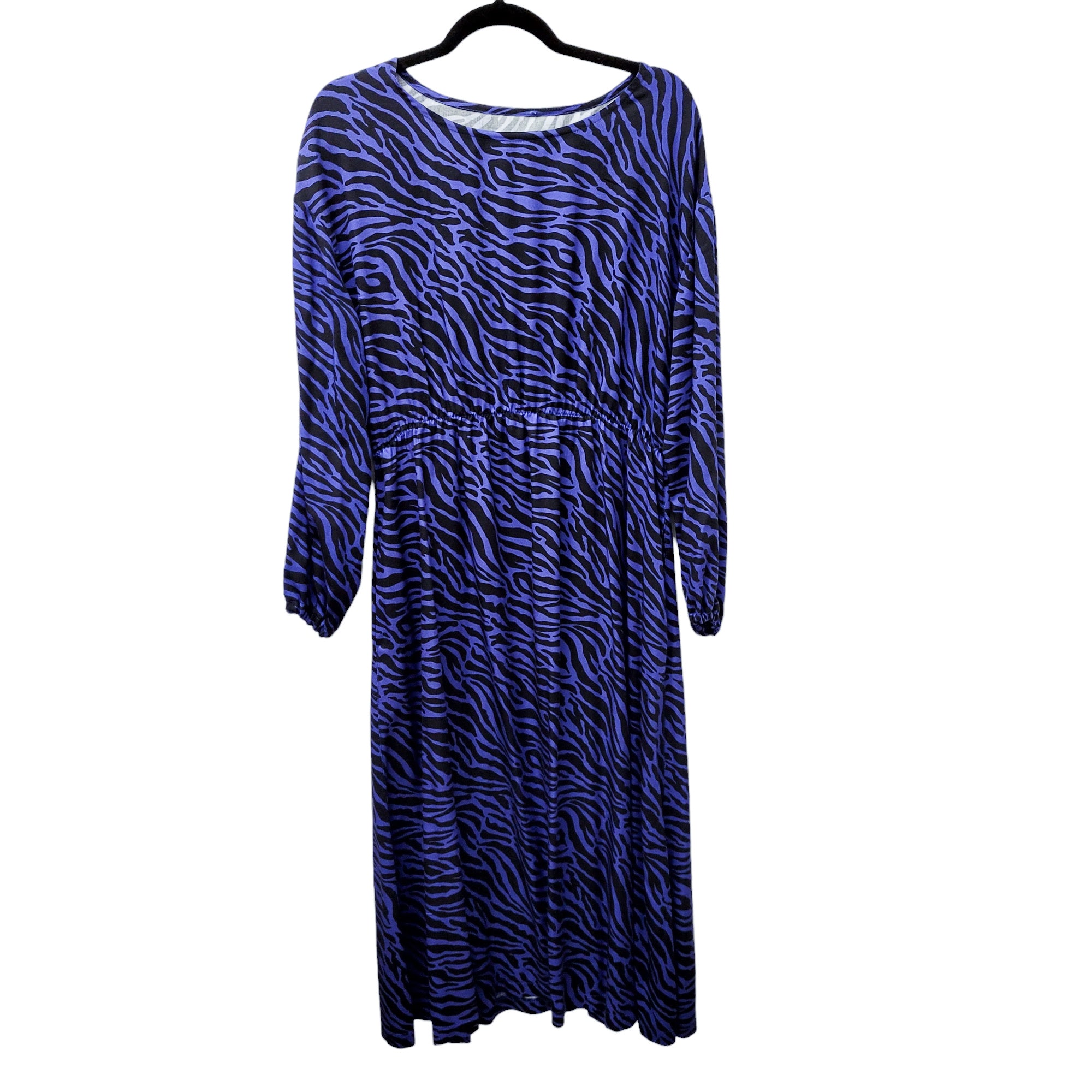 Lang/kurzarm MidiKleid aus Viskose 'Zebra blau'