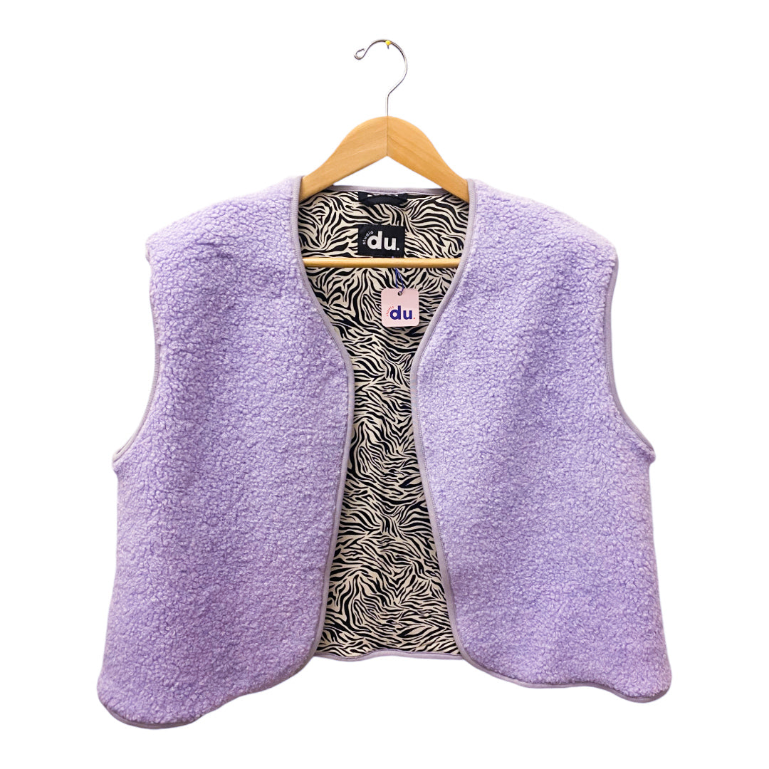 Teddyweste "flieder Teddy mit Zebramuster innen"