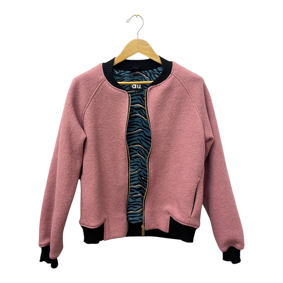 Bomberjacke Wollwalk rosa mit Zebra Muster