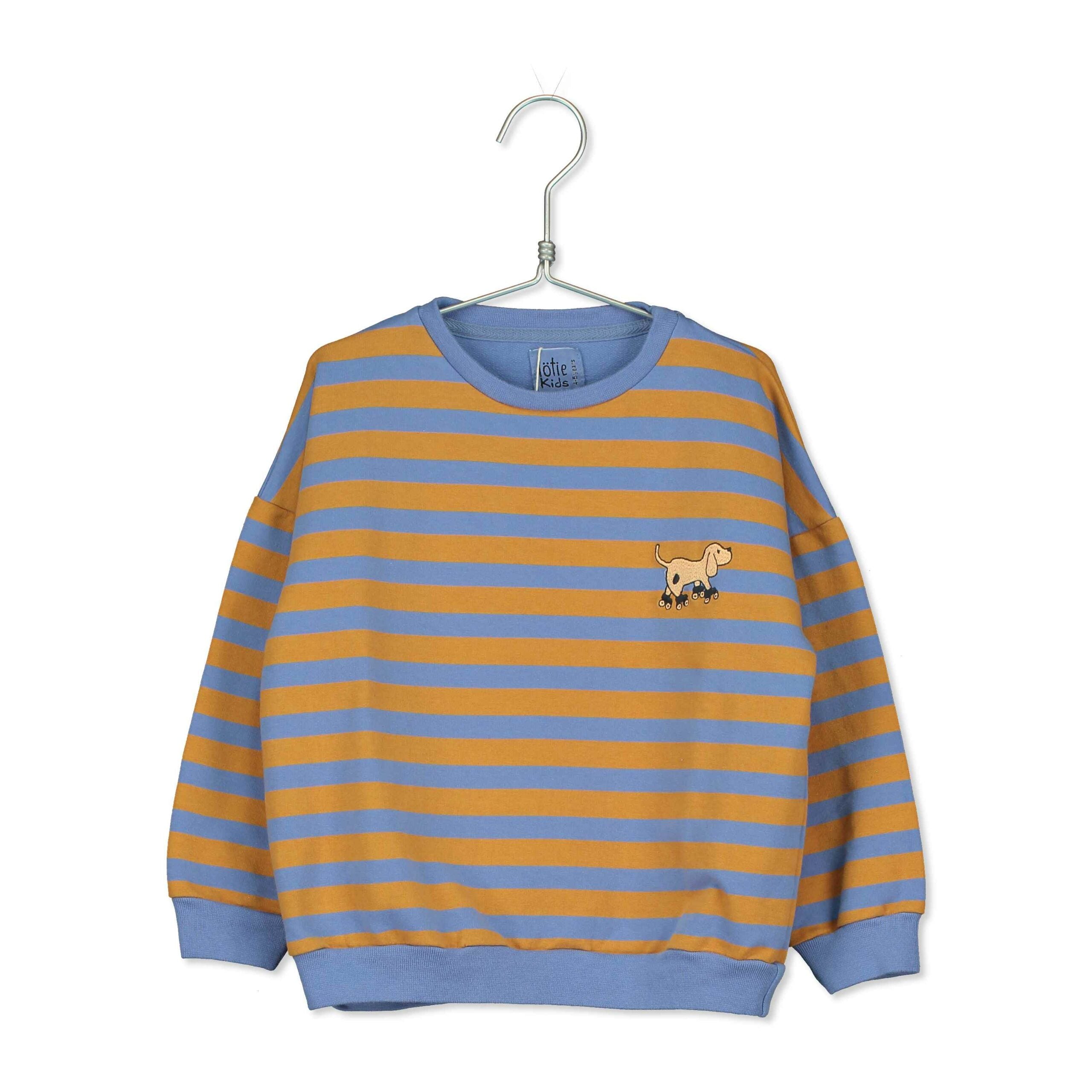 Lötiekids Sweatshirt 'STRIPES+DOG EMBROIDERY / BLUE'