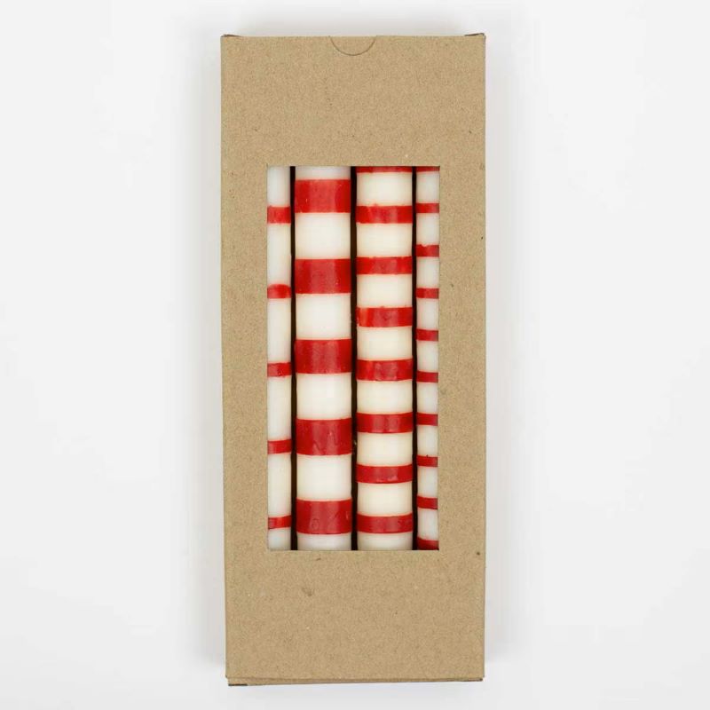 A World of Craft Soja Kerzen 'Gestreift rot/weiß' (4-er Set)