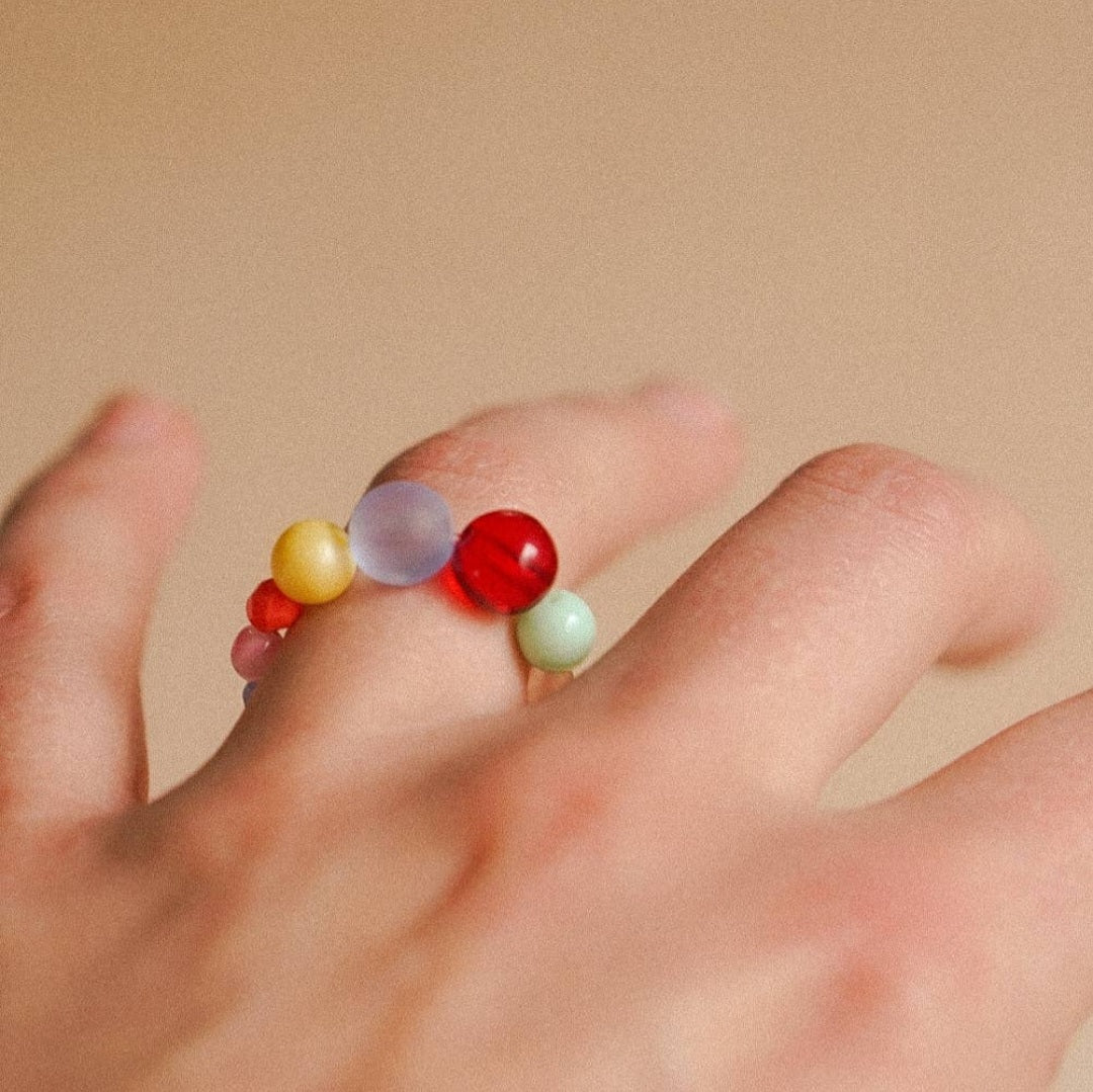 SanSan Ring BOULE 'mint - berry -pale blue - yellow'