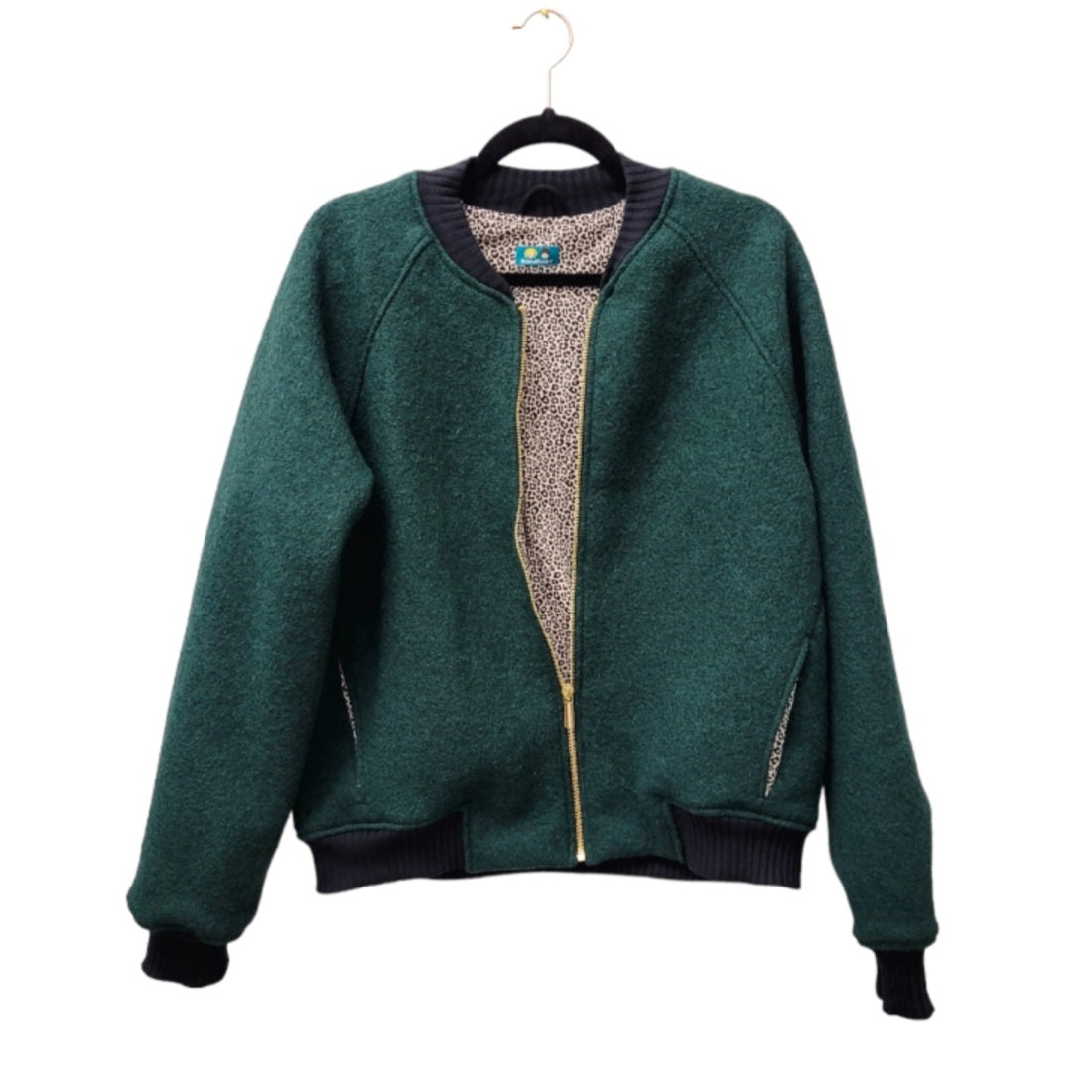 Bomberjacke Wollwalk dunkelgrün/minileo hell