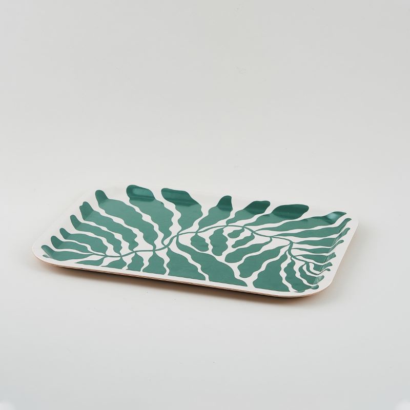 Wrap Rechteckiges Tablett 'Green Leaves'