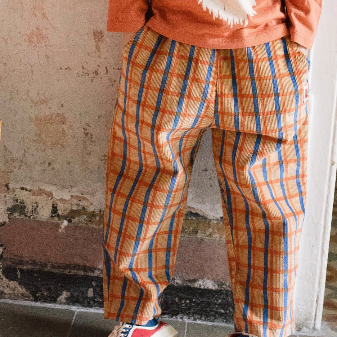 Lötiekids PLAID CORDUROY TOASTED WIDE TROUSER