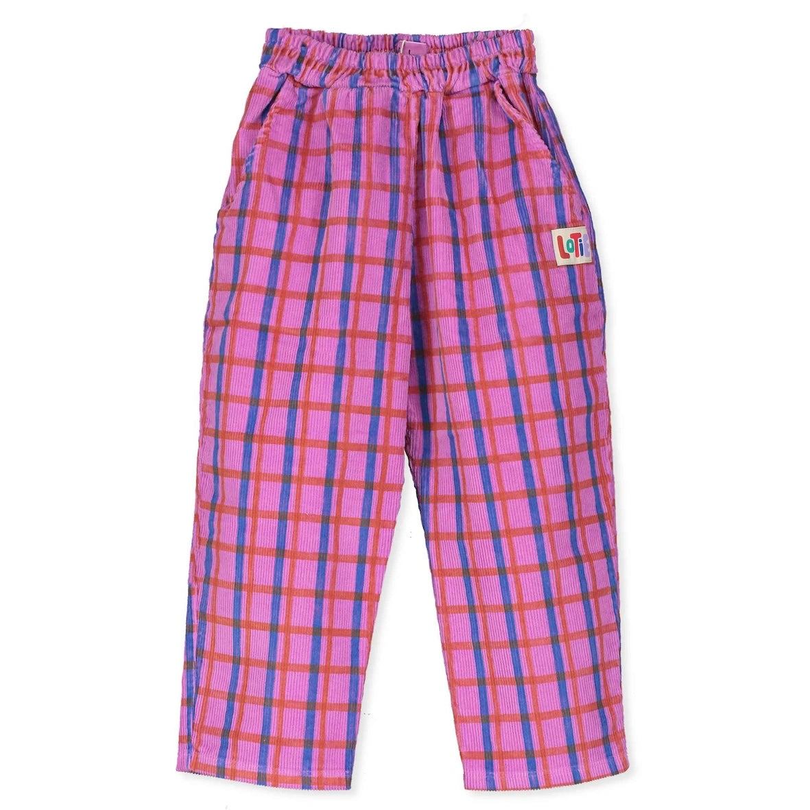 Lötiekids PLAID CORDUROY FUCSIA WIDE TROUSERS