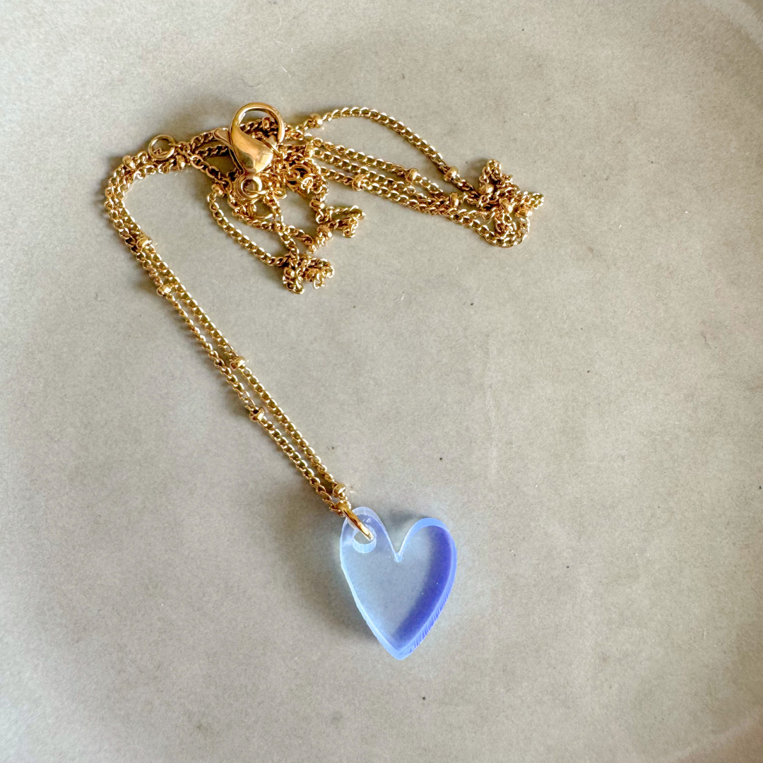 vanMauZ - Kette Lume Charms | Herz Neonblau Gold
