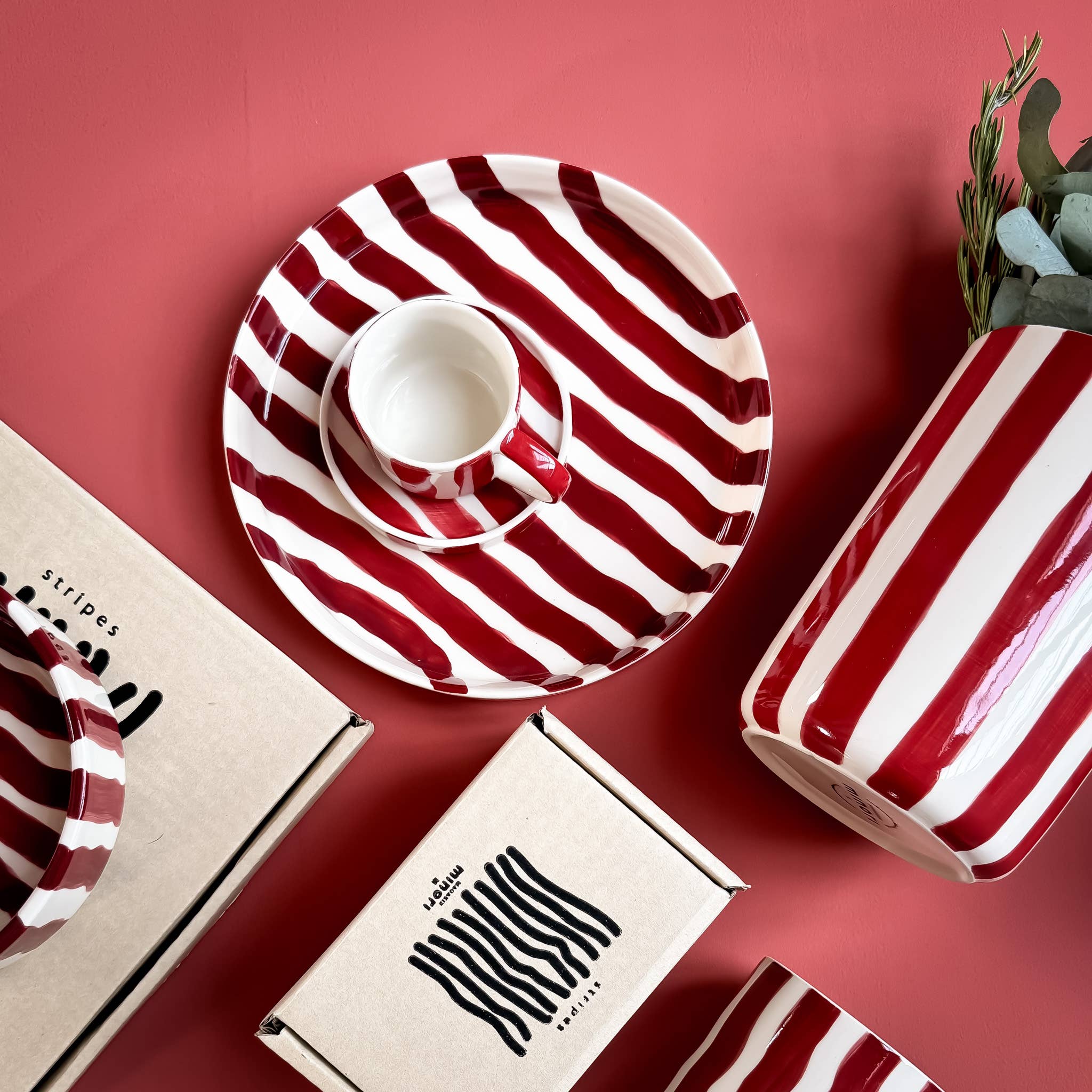 Espresso Stripes - tramonto red (2er Set - 4 Teile)
