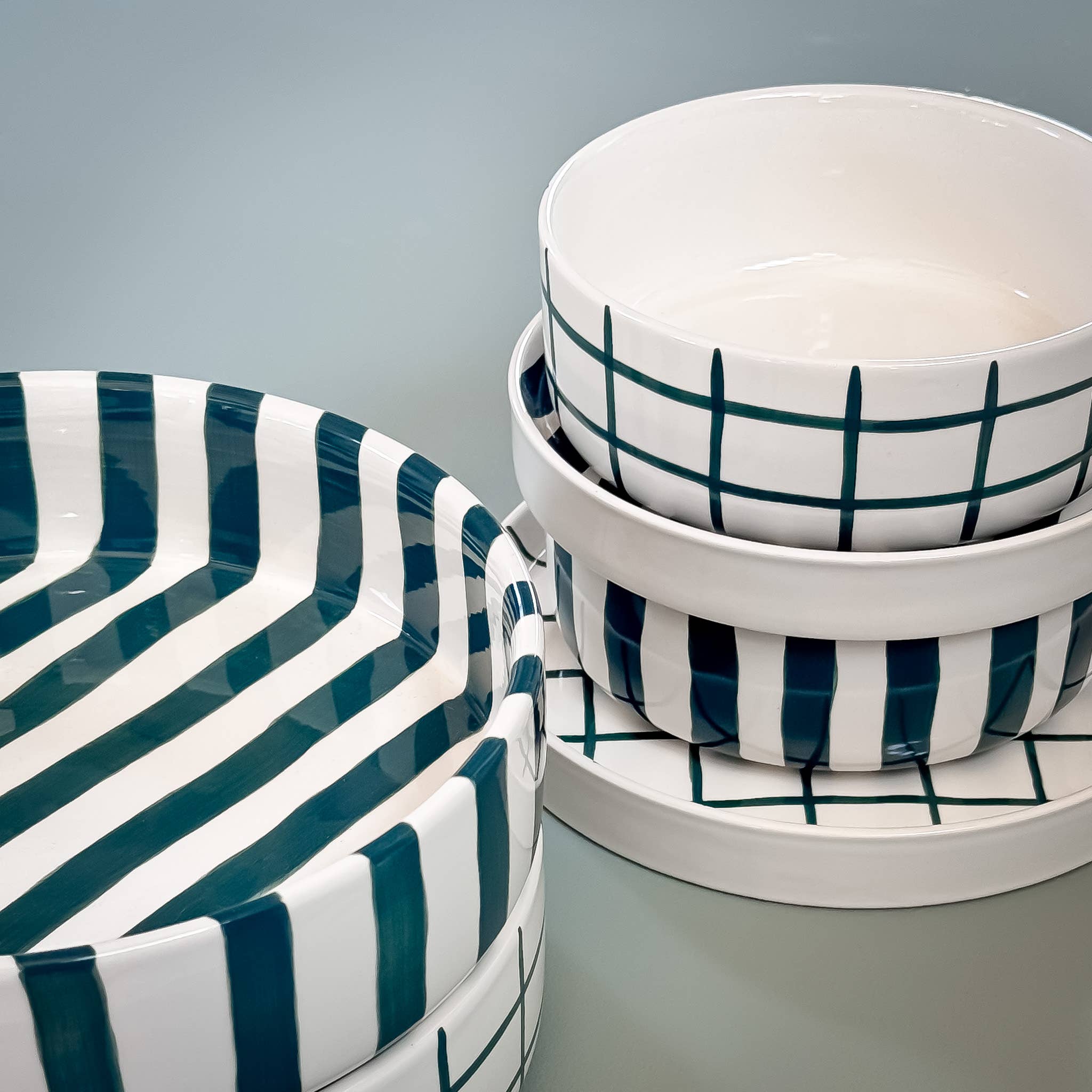 Magazin Minori Schale gross Stripes - gentle green