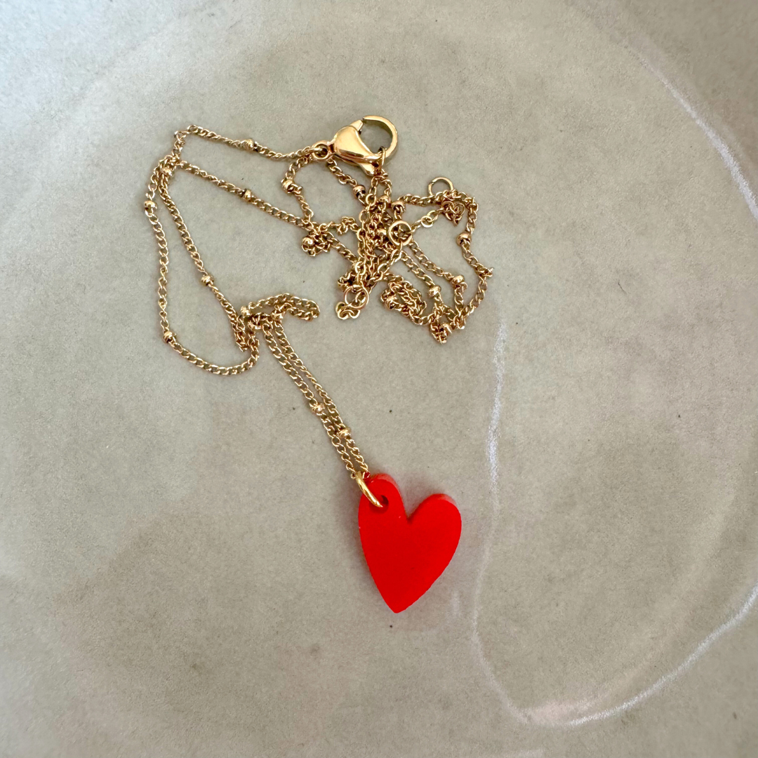 vanMauZ - Kette Lume Charms | Herz Rot Gold