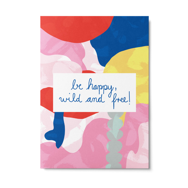 Unter Pinien Postkarte 'be happy'