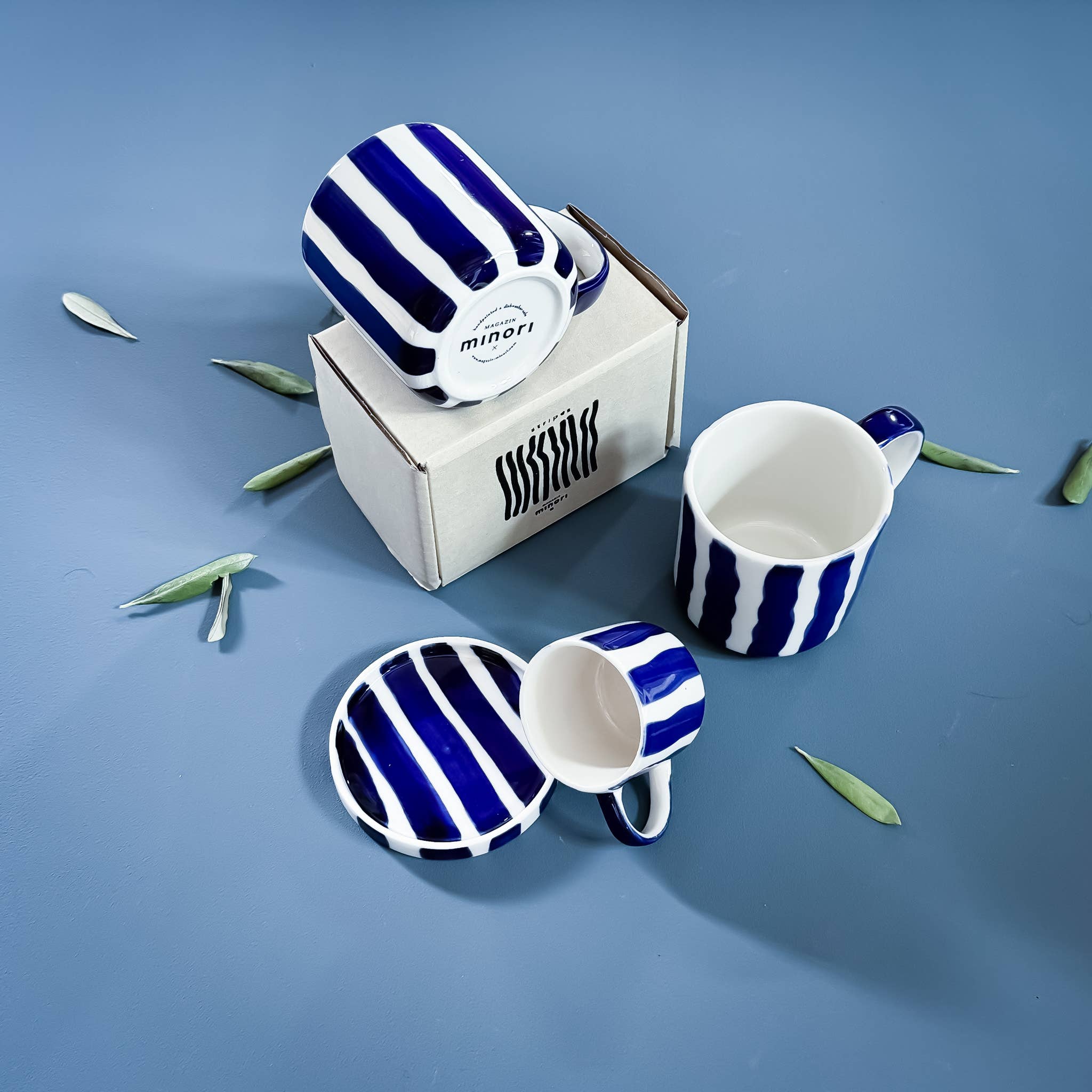 Espresso Stripes - mare blue (2er Set - 4 Teile)