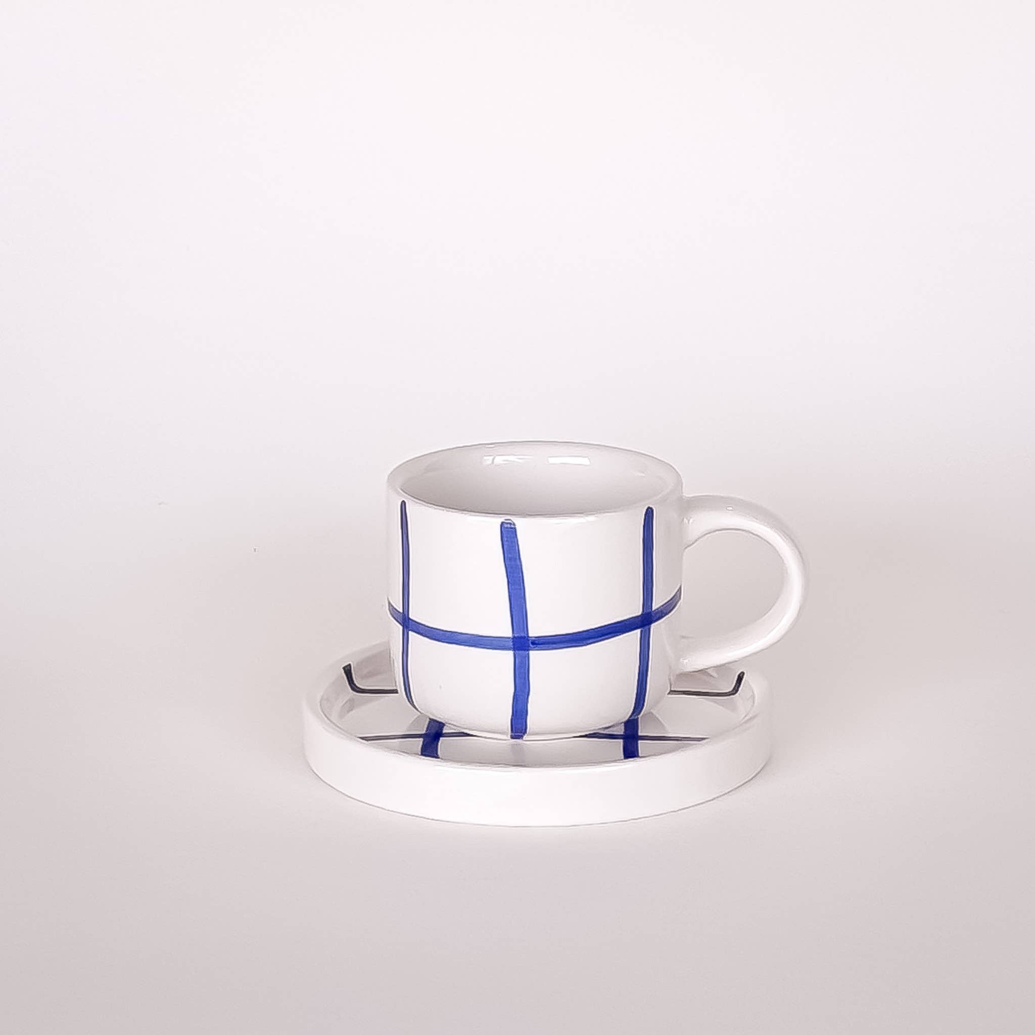 Espresso Grid - mare blue (2er Set - 4 Teile)