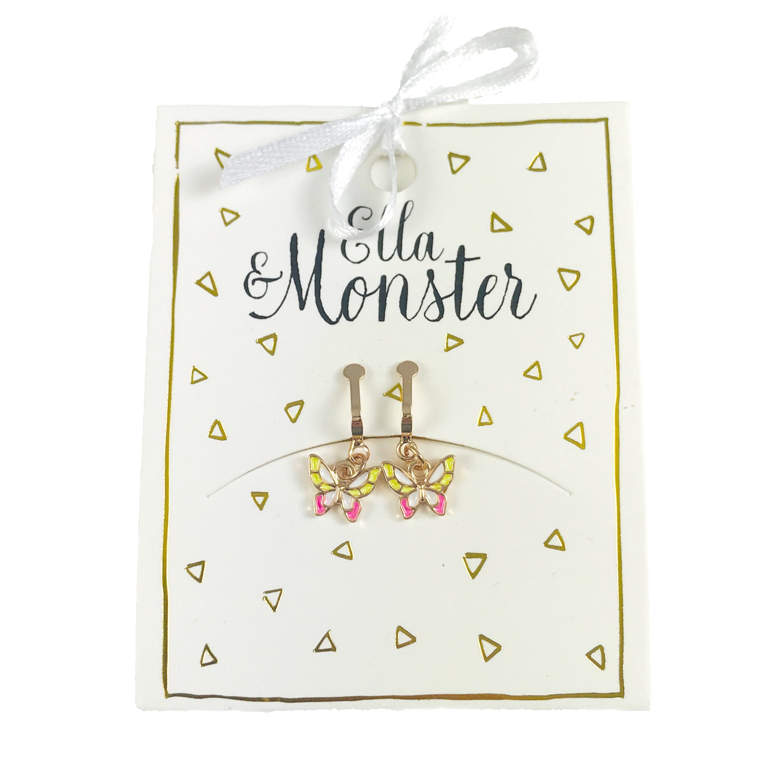 Ella & Monster Accessories - Pink Schmetterlings-Clip-On-Ohrringe
