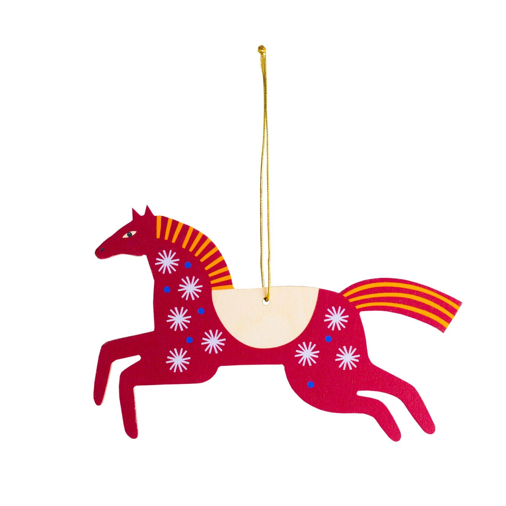 Weihnachtsschmuck Holzpferd, skandinavischer Volksstil