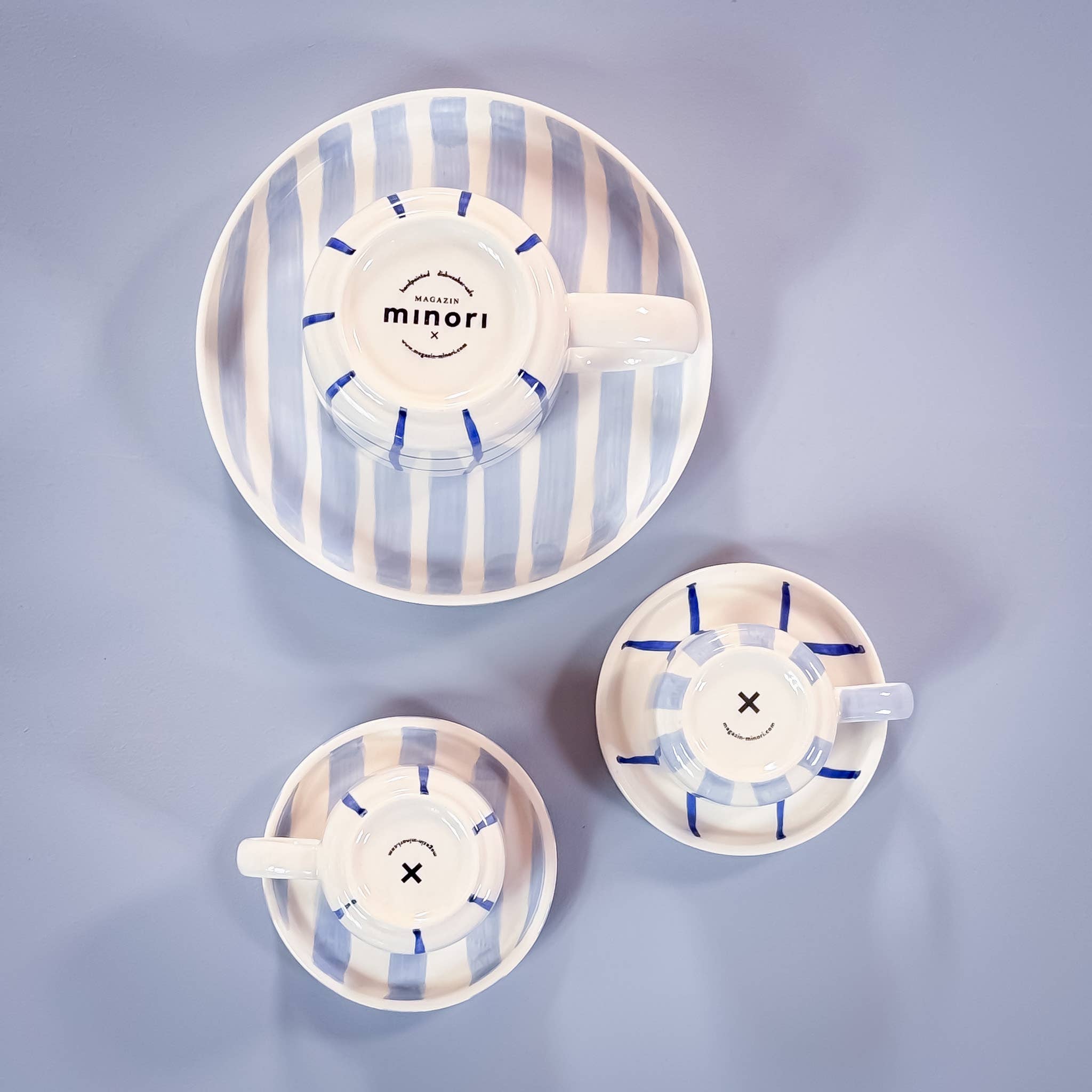 Magazin Minori Espresso Stripes - morning azzurro (2er Set - 4 Teile)