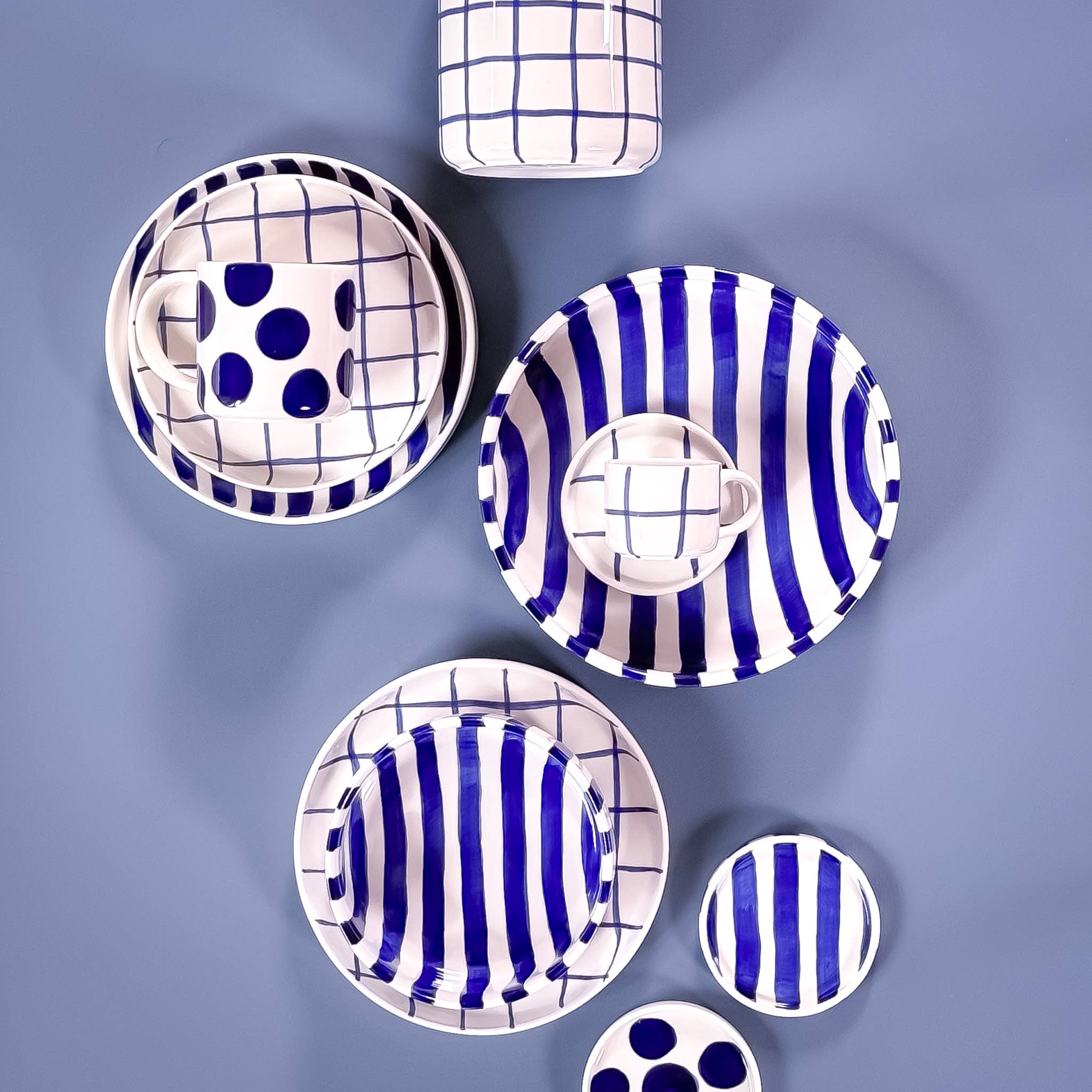 Espresso Grid - mare blue (2er Set - 4 Teile)