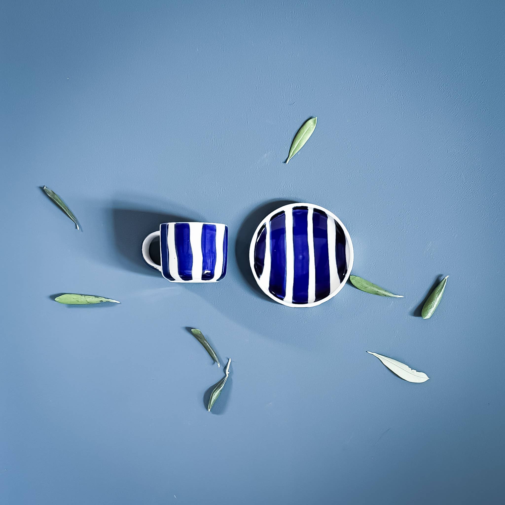 Espresso Stripes - mare blue (2er Set - 4 Teile)