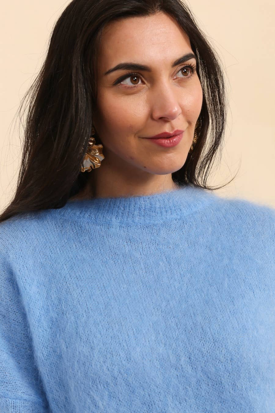 Pullover aus 74 % Kid-Mohair mit Rundhalsausschnitt