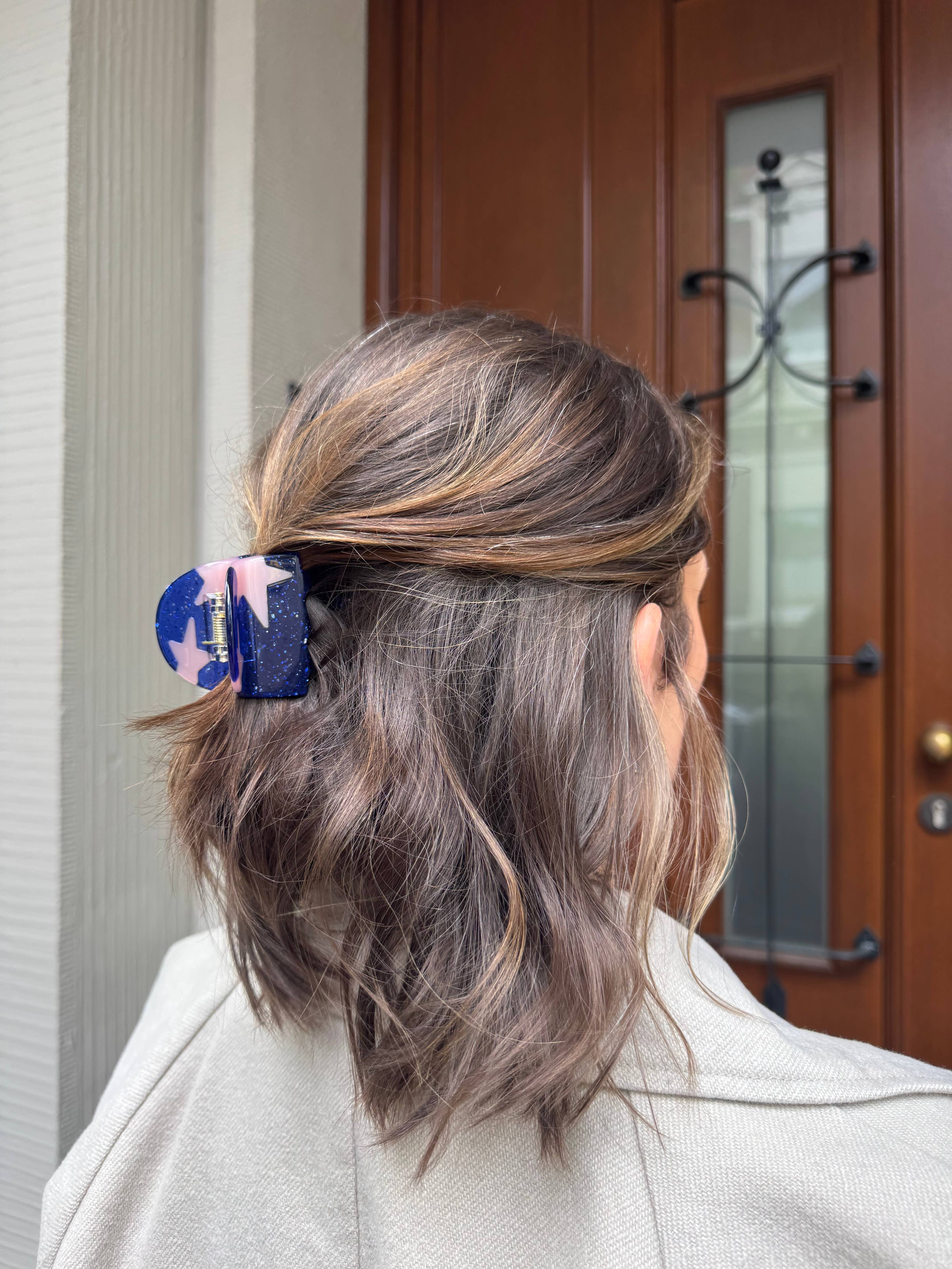 Haarspange Stern Blau Glitzer