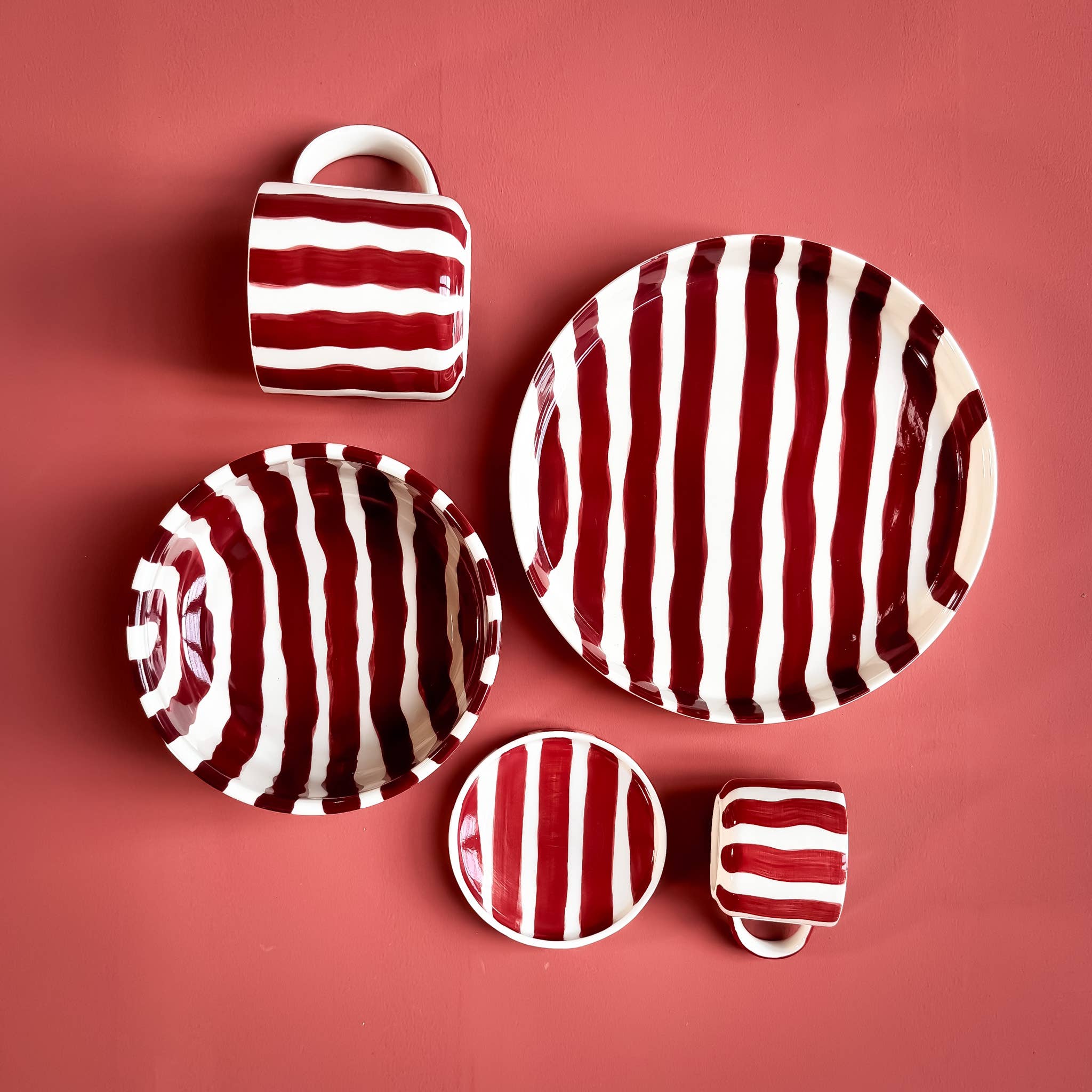 Espresso Stripes - tramonto red (2er Set - 4 Teile)