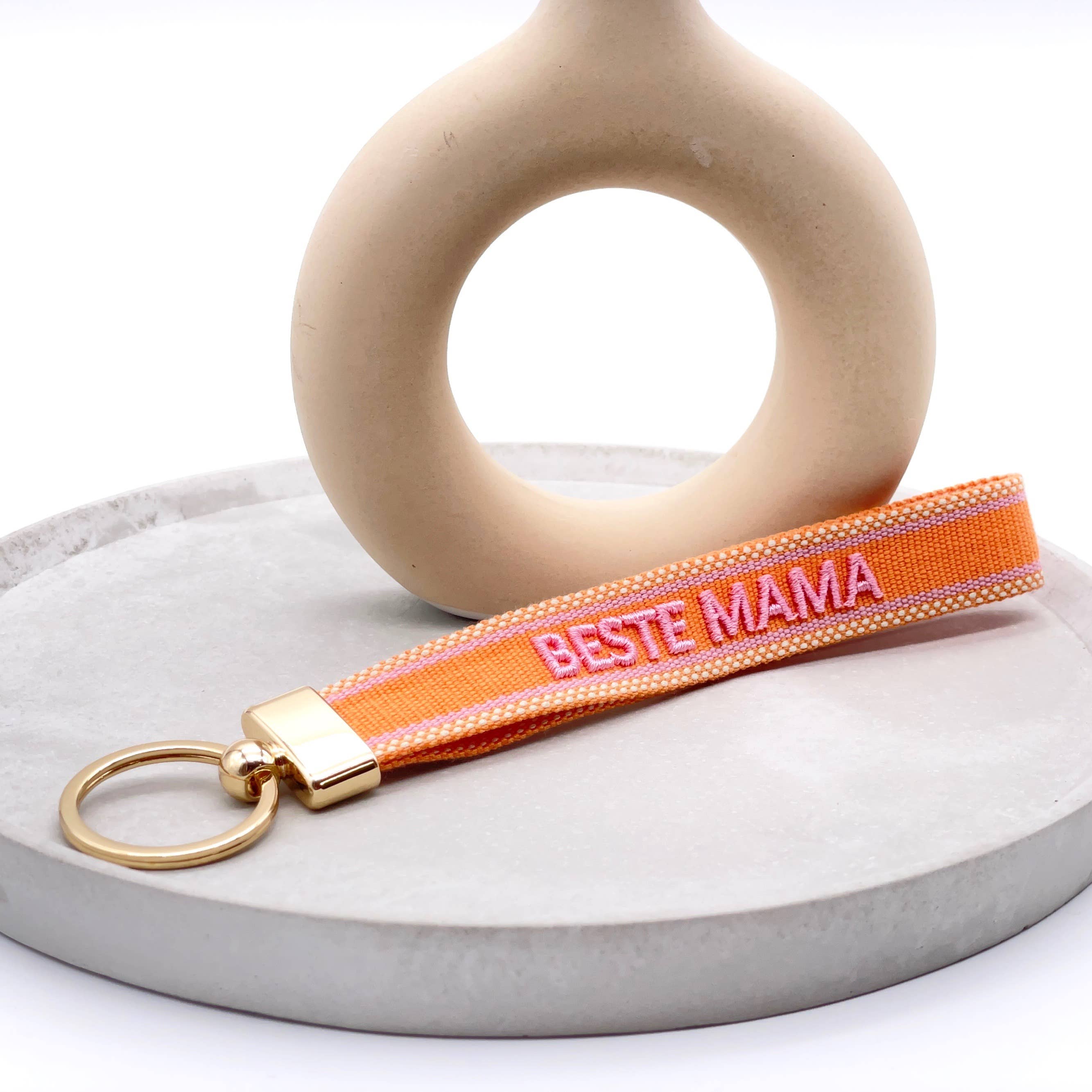 BESTE MAMA Schlüsselanhänger Keychain gewebt  bestickt
