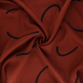 Viskoserock 'Doodle lines Sienna' Midilänge