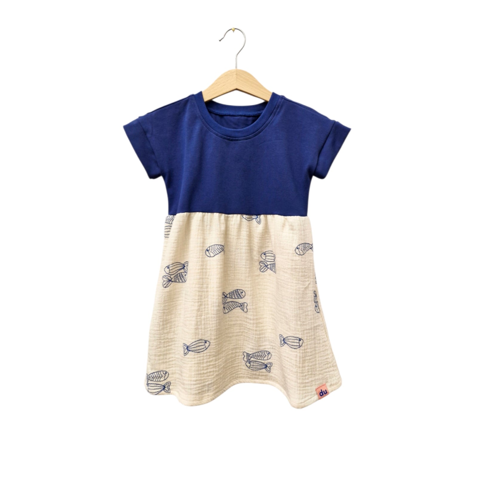 Passenkleid kurzarm 'Blau - Sardinen'