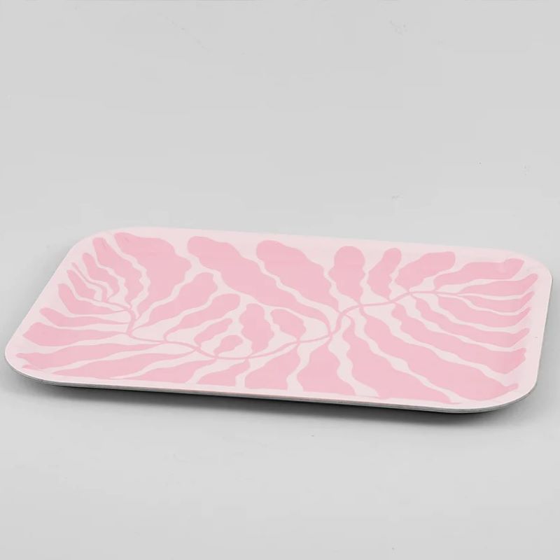 Wrap Rechteckiges Tablett 'Pink Leaves'
