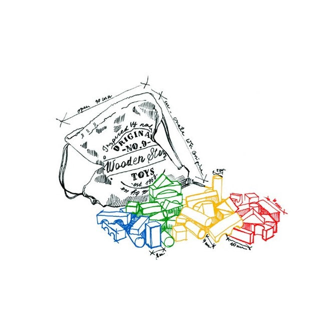 Wooden Story Bunte Holzbausteine im Sack '100 Stück'