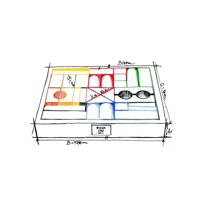 Wooden Story Bunte Holzbausteine in der Holzkiste '30 Stück'