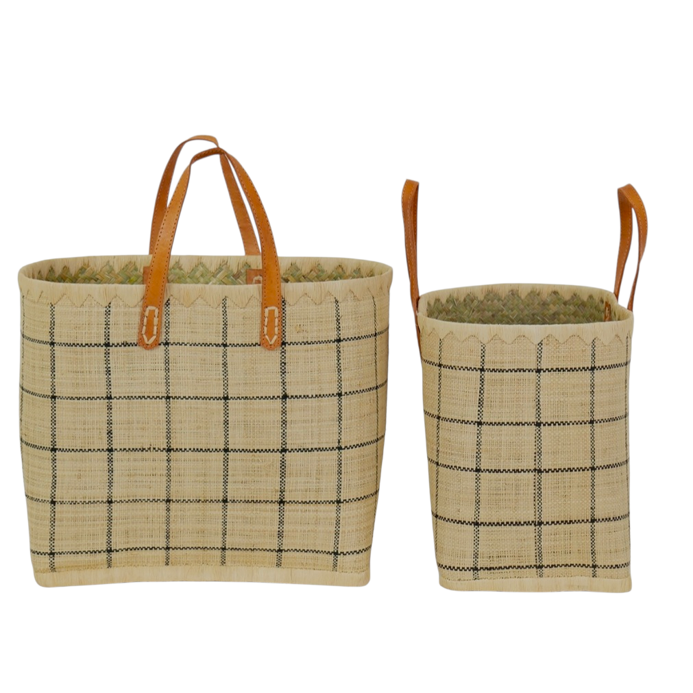 A world of Craft RAFFIA Korb natur/marine 2 Größen