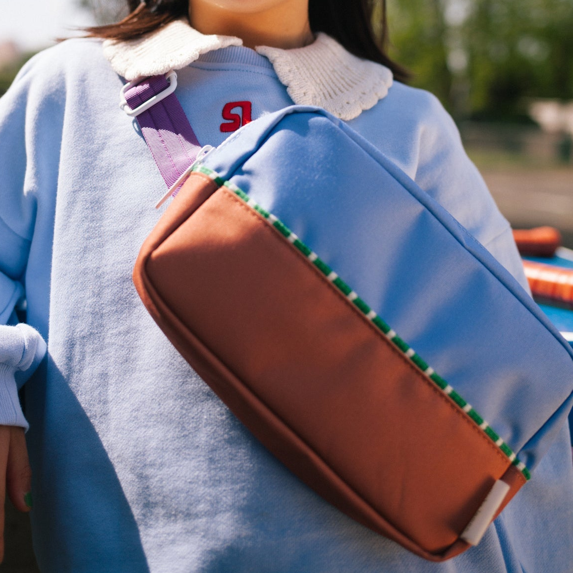 Sticky lemon fanny pack large | better together | badminton blue + leather ball'