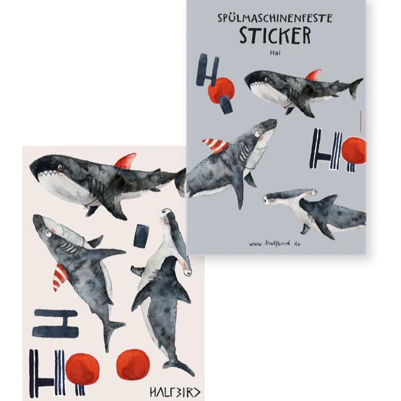 spülmaschinenfeste Sticker 'Hai' von halfbird (Pocket Edition)