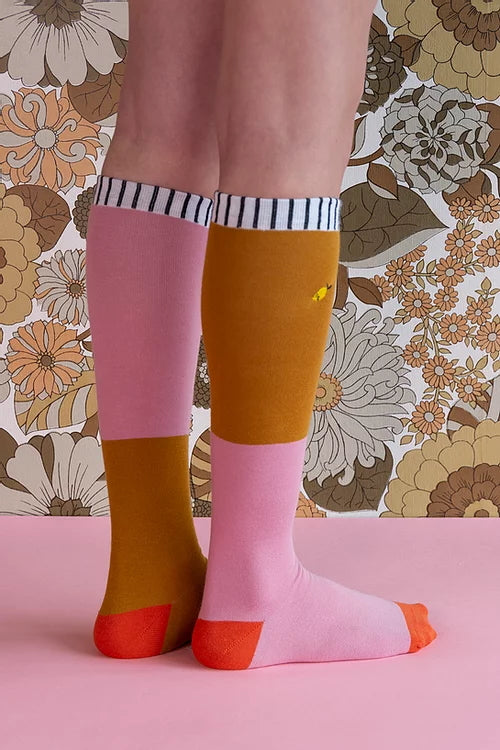 Sticky Lemon Kniestrümpfe 'duo tone/dusty pink/dijon'