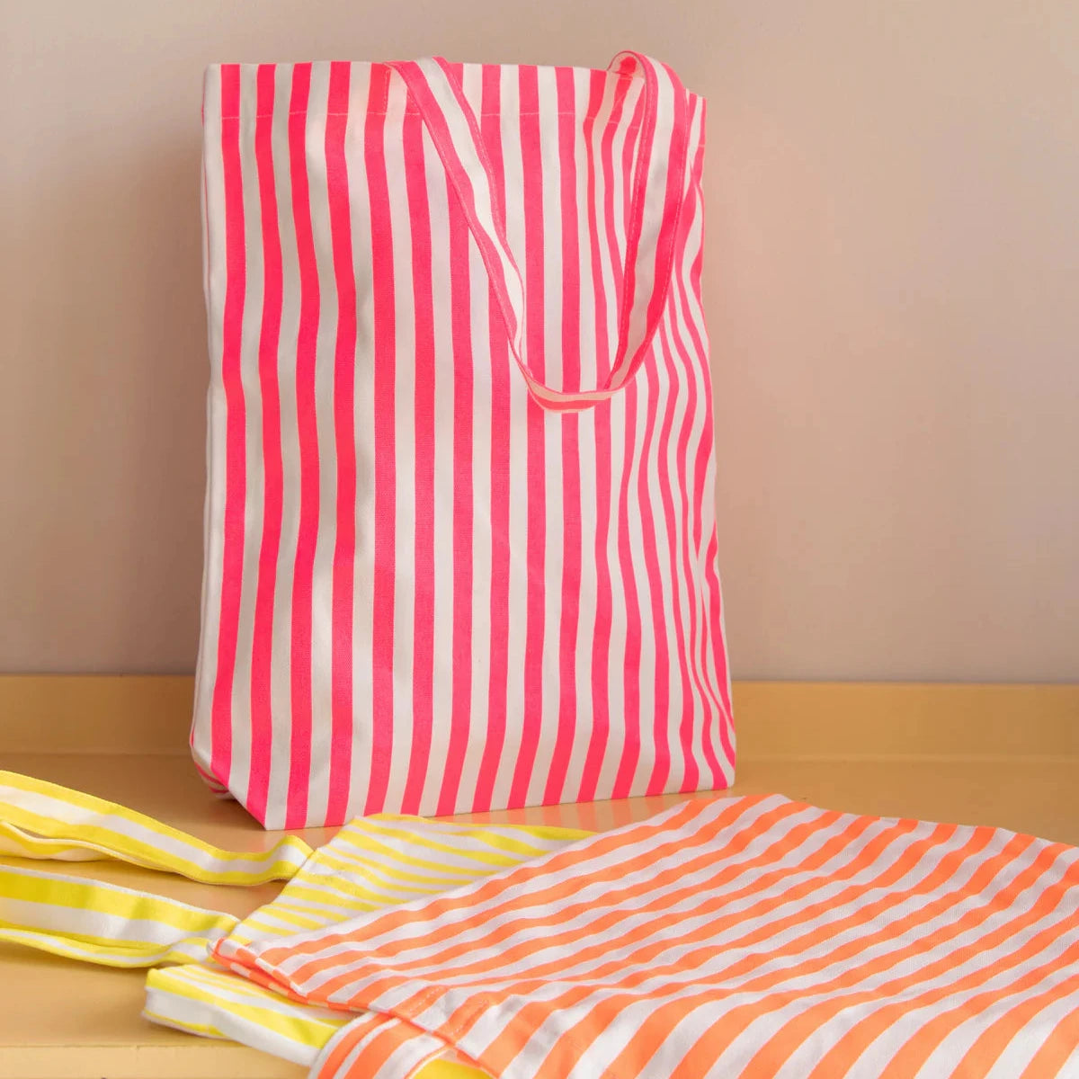 Cotton Bag Shopper Streifenmuster Neon (unterschiedliche Farben)