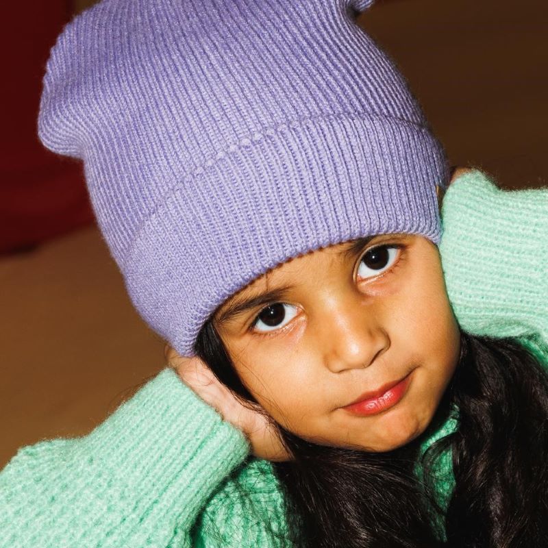 Melton Beanie Basic Gerippt 'Twilight Purple'
