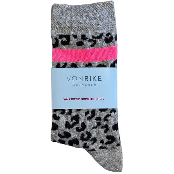 Von Rike Socken 'Glitzer Leopard' (Einheitsgrösse 36-42)