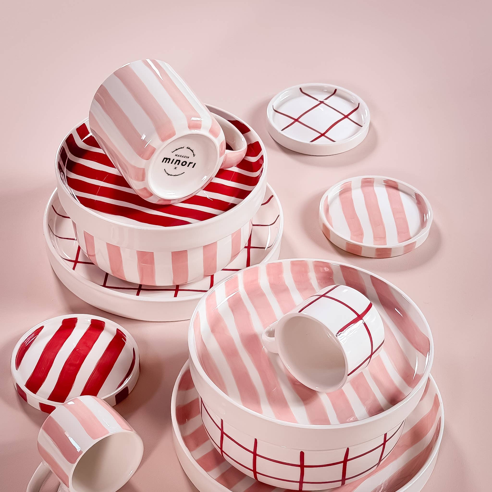 Espresso  Stripes - incanto rose (2er Set - 4 Teile)
