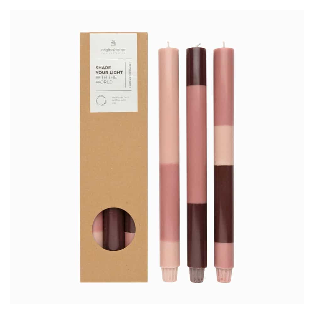 Originalhome -Layered Candles Long Altrosa 3'er Set